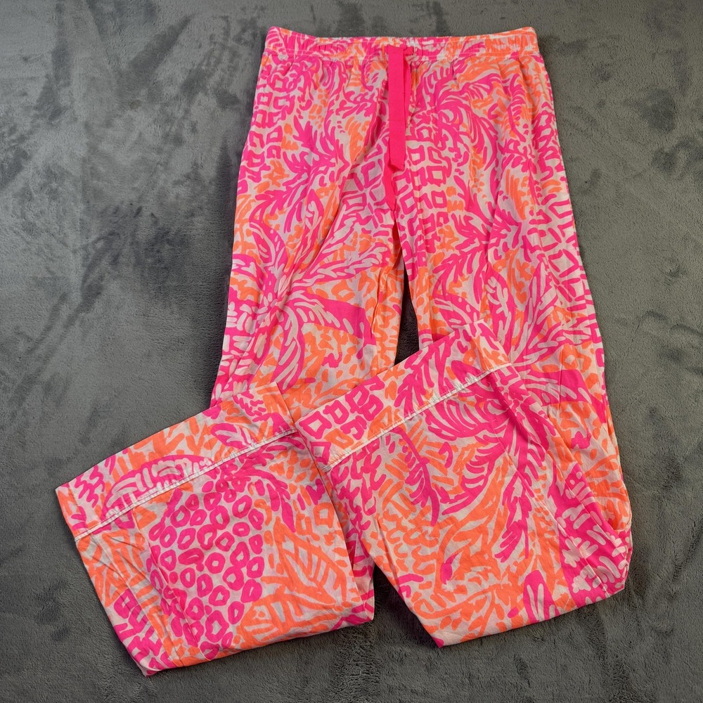 Lilly Pulitzer Pants Womens Small Pink Orange‎ Print Cotton Lounge Style 17574